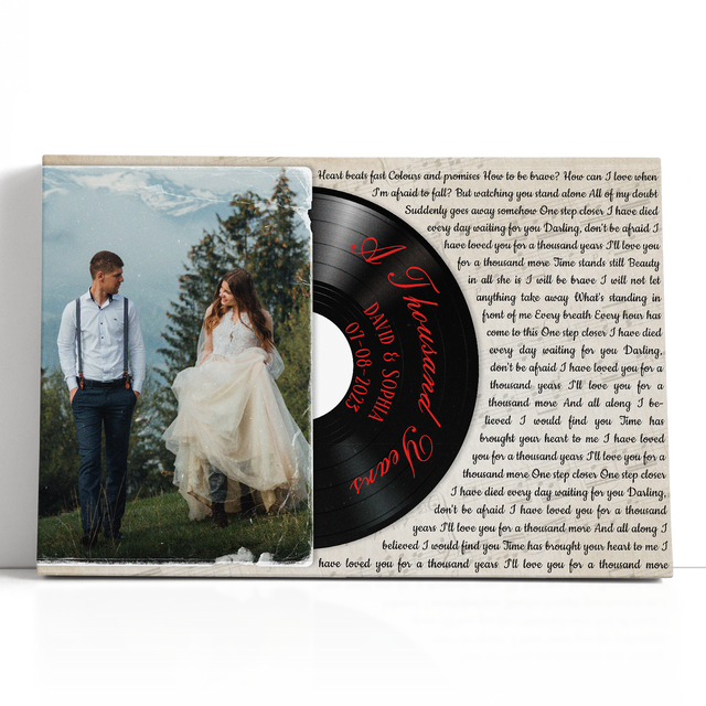 Custom Photo Name Date, Song Lyrics Vinyl Record Canvas