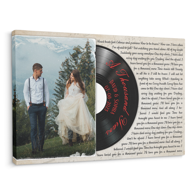 Custom Photo Name Date, Song Lyrics Vinyl Record Canvas