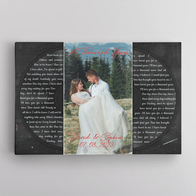 Custom Photo Name Date, Song Lyrics, Vinyl Record Canvas