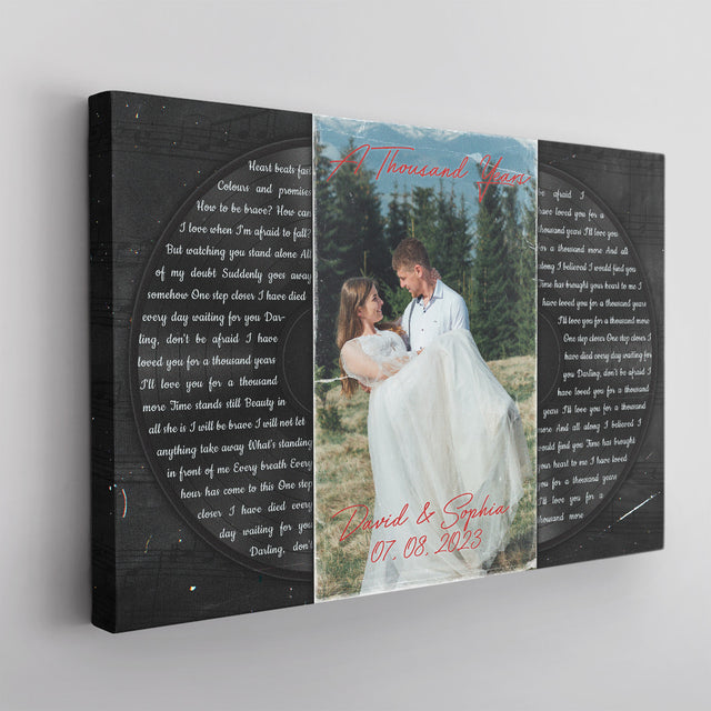 Custom Photo Name Date, Song Lyrics, Vinyl Record Canvas