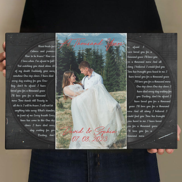 Custom Photo Name Date, Song Lyrics, Vinyl Record Canvas