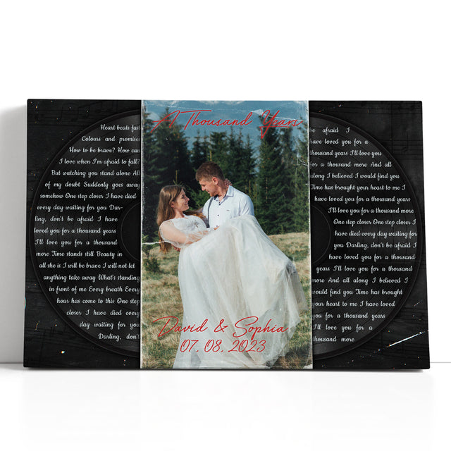 Custom Photo Name Date, Song Lyrics, Vinyl Record Canvas