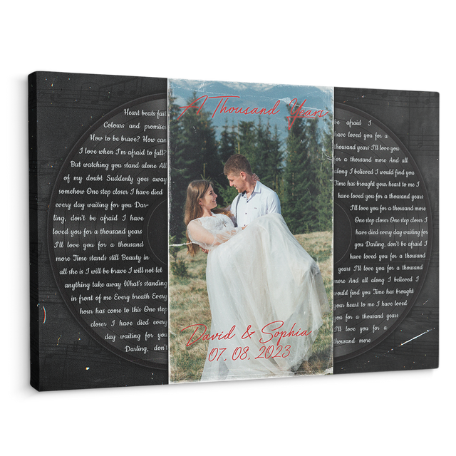 Custom Photo Name Date, Song Lyrics, Vinyl Record Canvas