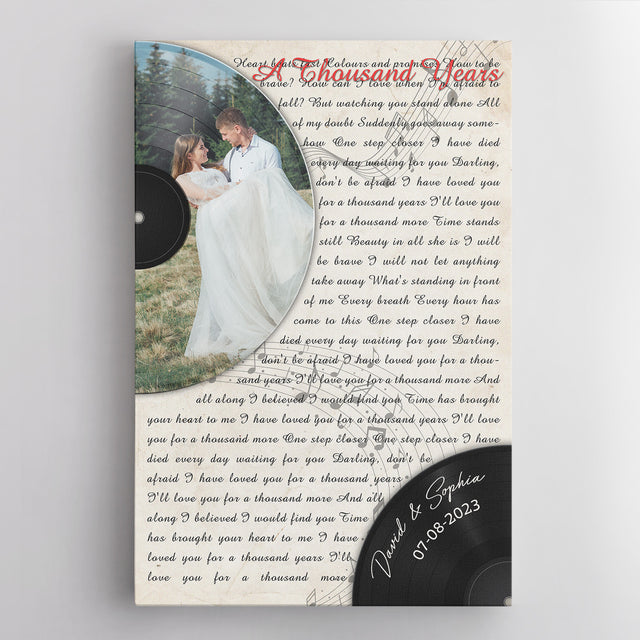 Custom Photo Name Date, Song Lyrics Canvas