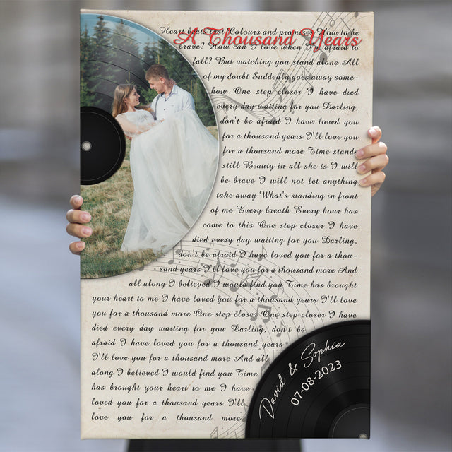 Custom Photo Name Date, Song Lyrics Canvas