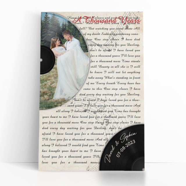 Custom Photo Name Date, Song Lyrics Canvas