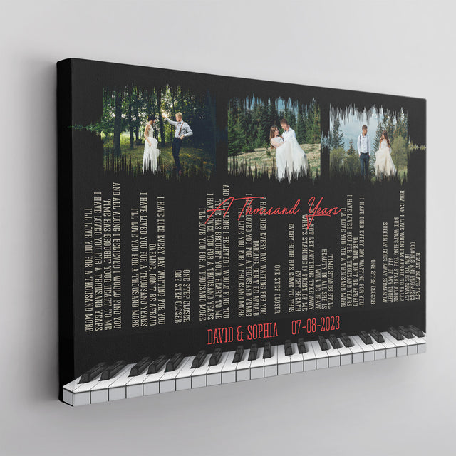 Custom Photo Name Date, Piano Love Song Lyrics Canvas