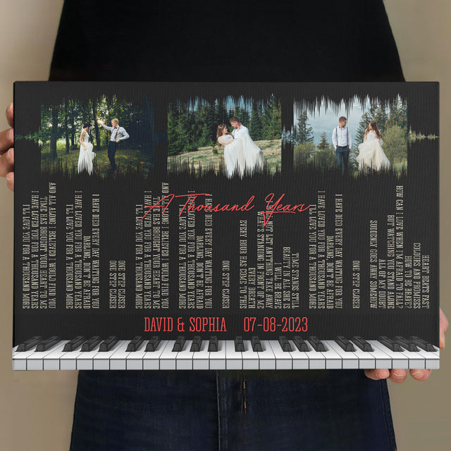 Custom Photo Name Date, Piano Love Song Lyrics Canvas
