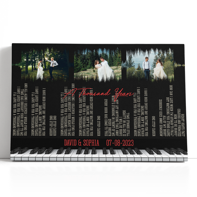 Custom Photo Name Date, Piano Love Song Lyrics Canvas