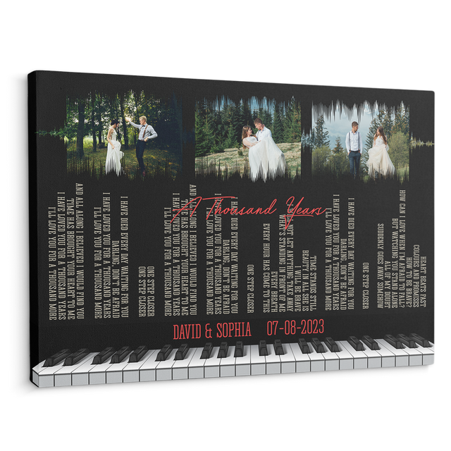 Custom Photo Name Date, Piano Love Song Lyrics Canvas