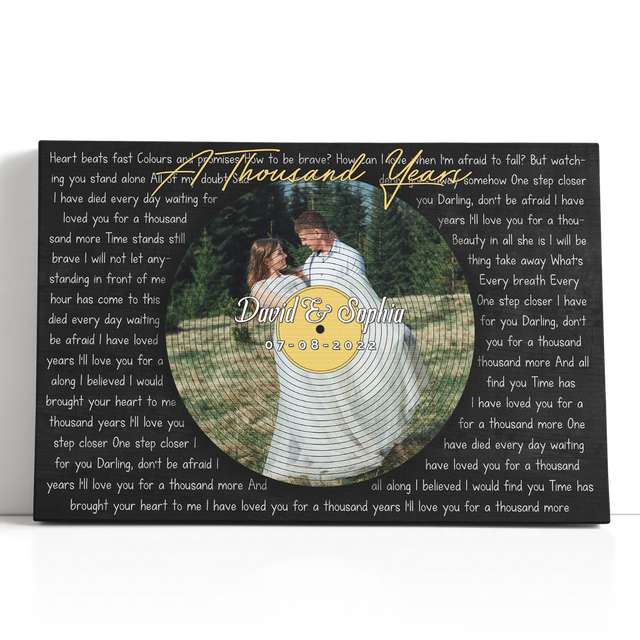 Custom Photo Name Date, Song Lyrics Circle Portrait Canvas
