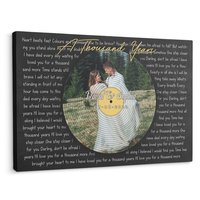 Custom Photo Name Date, Song Lyrics Circle Portrait Canvas