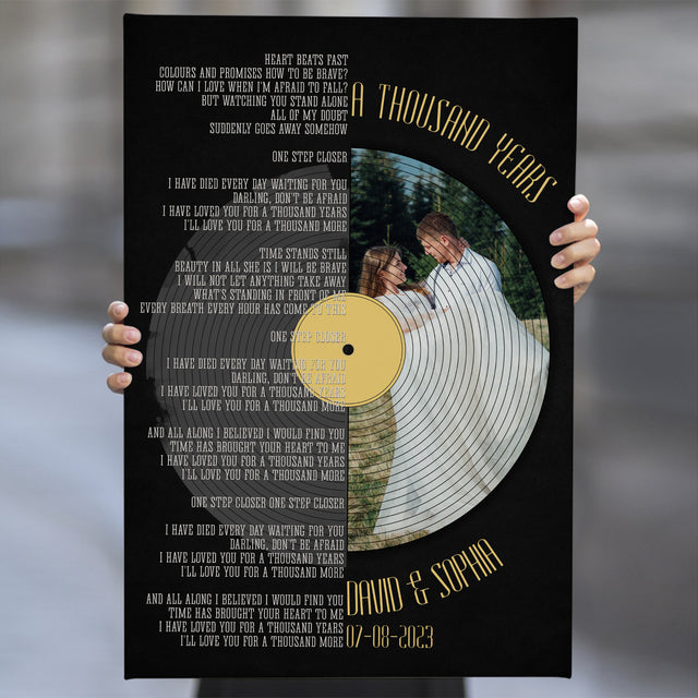 Custom Vertical Canvas, Half Photo Half Song Lyrics