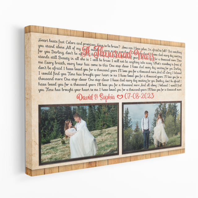 Custom Song Lyrics, 2 Photos, Horizontal Canvas