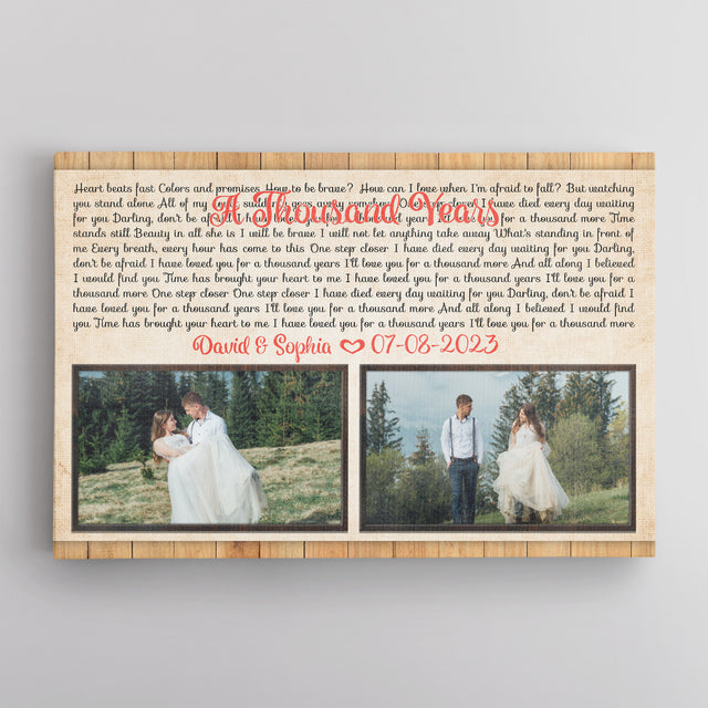 Custom Song Lyrics, 2 Photos, Horizontal Canvas