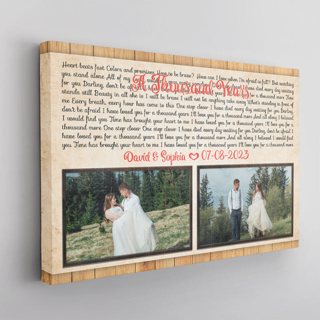 Custom Song Lyrics, 2 Photos, Horizontal Canvas