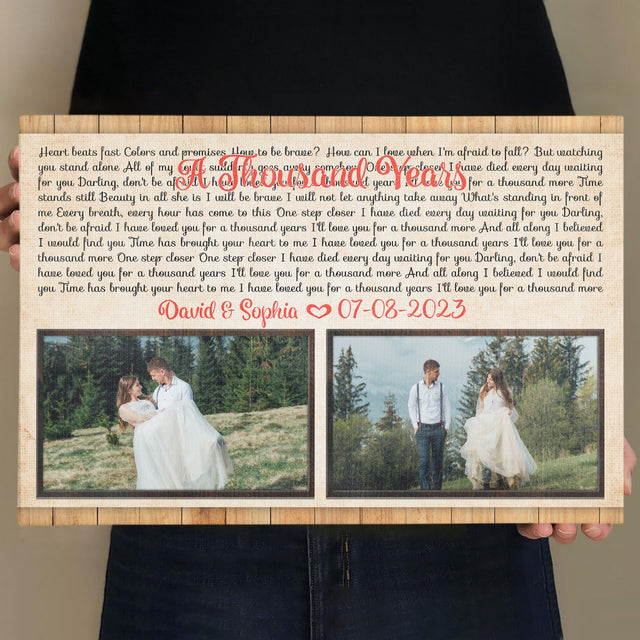 Custom Song Lyrics, 2 Photos, Horizontal Canvas