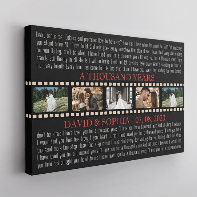 Custom Song Lyrics, 5 Photos, Black Horizontal Canvas