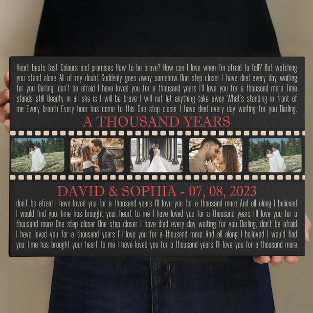 Custom Song Lyrics, 5 Photos, Black Horizontal Canvas