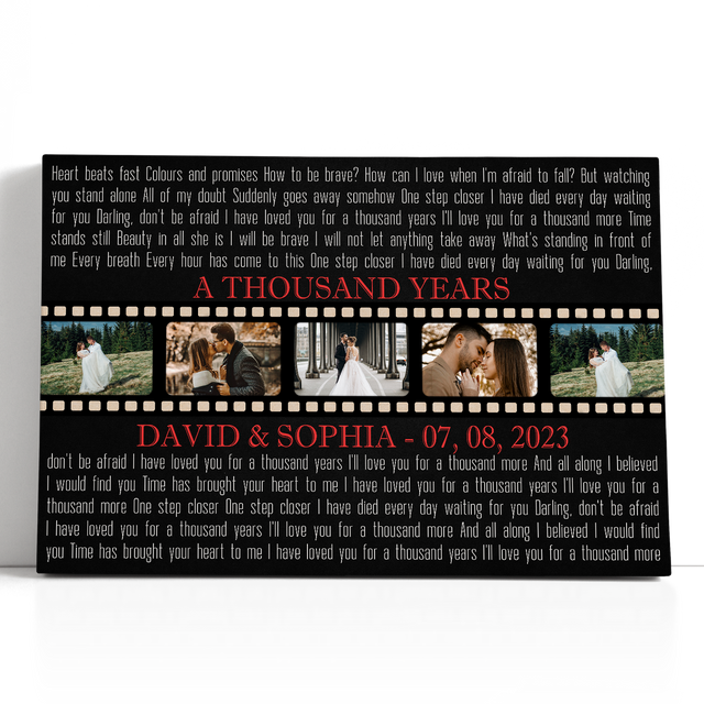 Custom Song Lyrics, 5 Photos, Black Horizontal Canvas