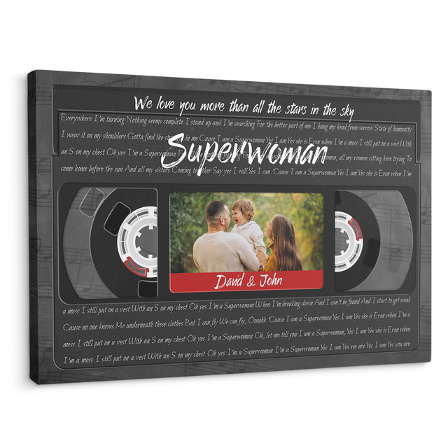 Custom Song Lyrics For Mom, Customizable Text And Upload Photo, VHS Tape, Mother Day Gift Canvas