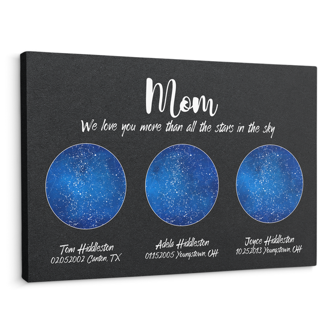Custom Star Map, Customizable Night Sky, Mother's Day Gift Canvas Wall Art