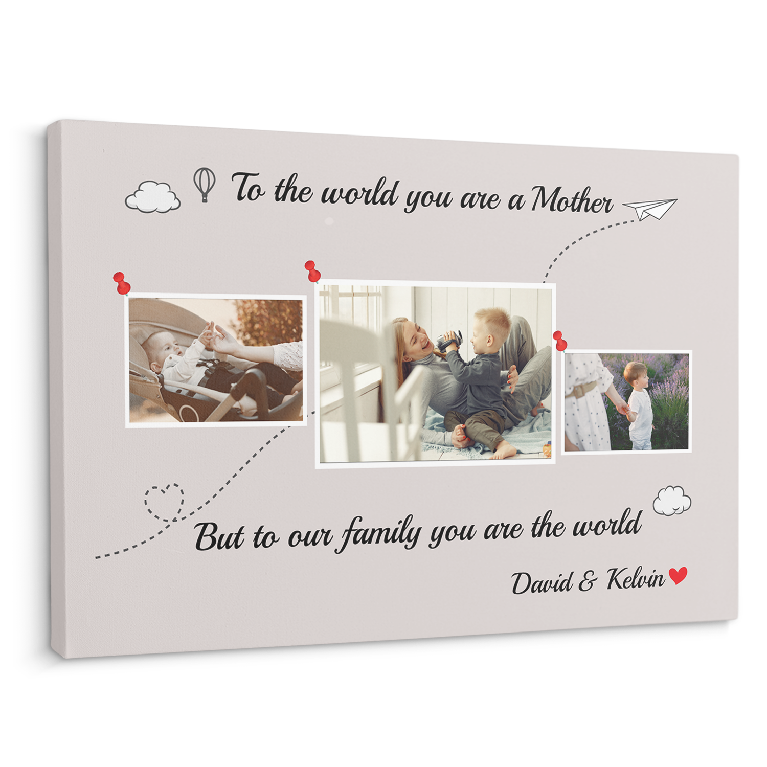Mom Are The World Custom Photo - Customizable Canvas Wall Art