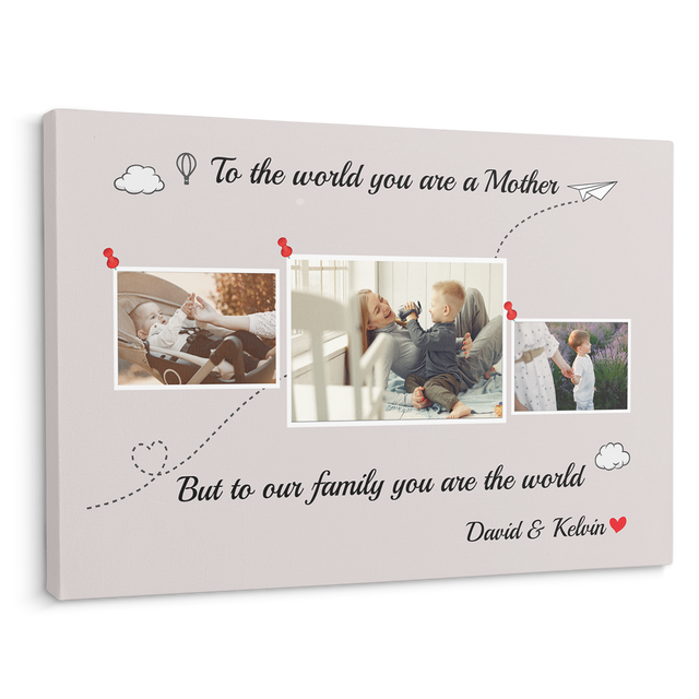 Mom Are The World Custom Photo - Customizable Canvas Wall Art