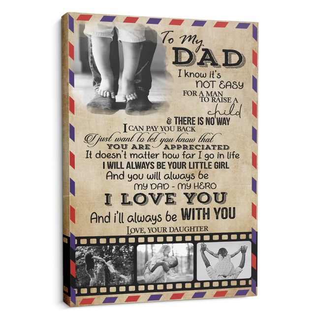 To My Dad, My Dad - My Hero, Custom Photo Canvas Wall Art