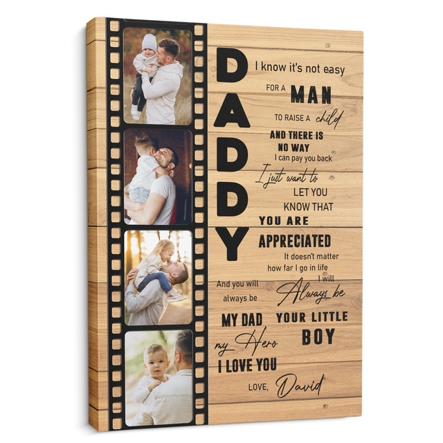 Daddy, My Dad, My Hero, I Love You Custom Photo Canvas Wall Art