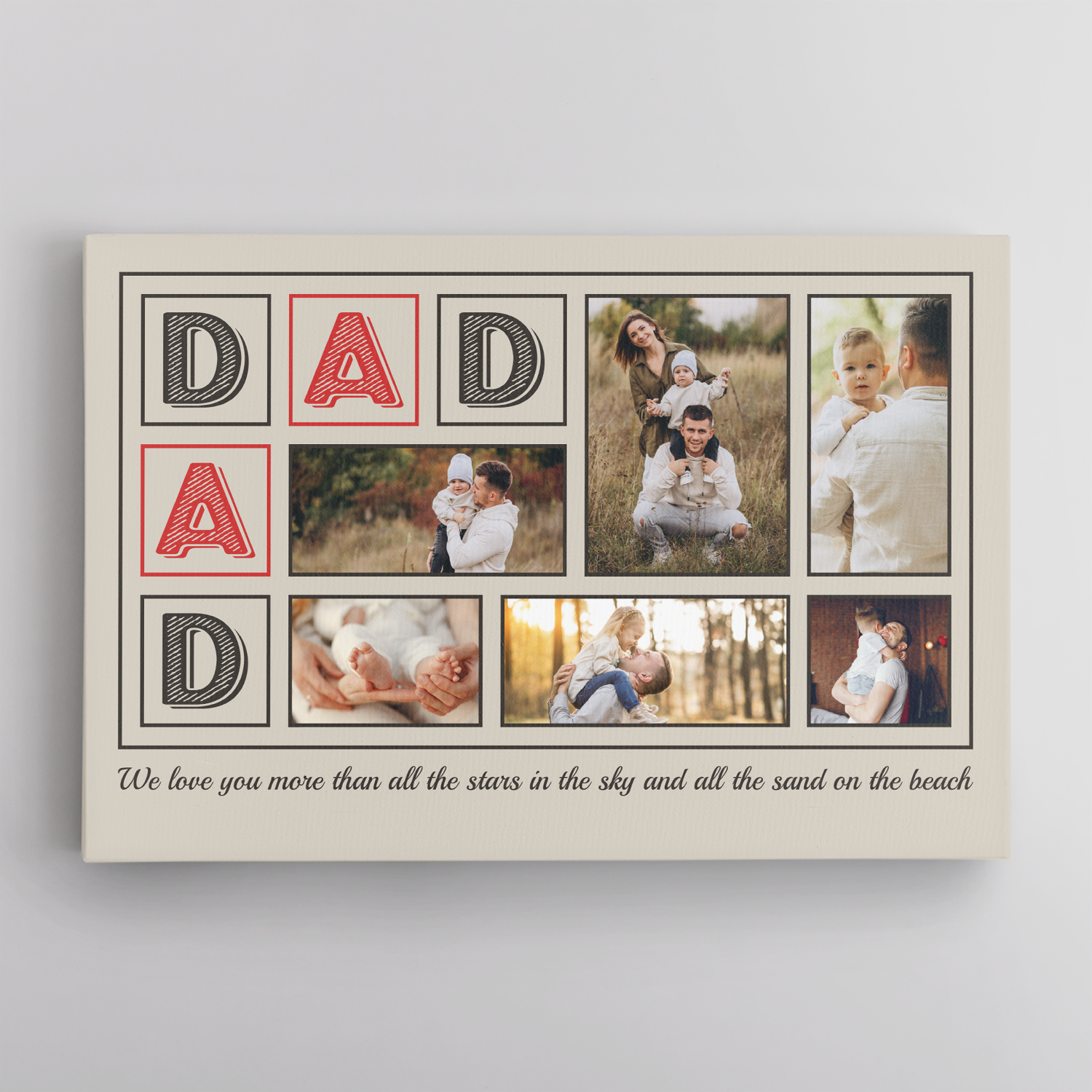 Dad, Custom Photo, Custom Text Canvas Wall Art