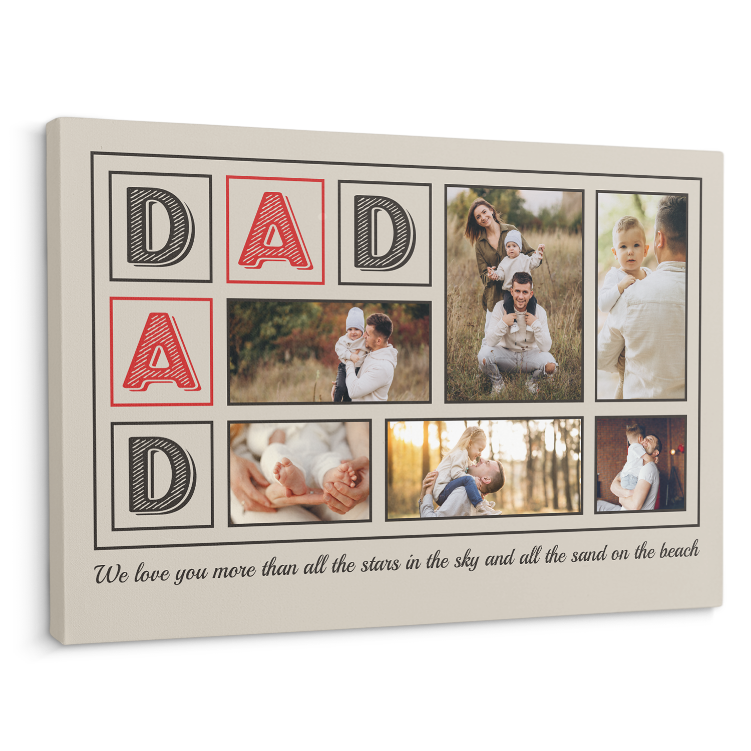 Dad, Custom Photo, Custom Text Canvas Wall Art