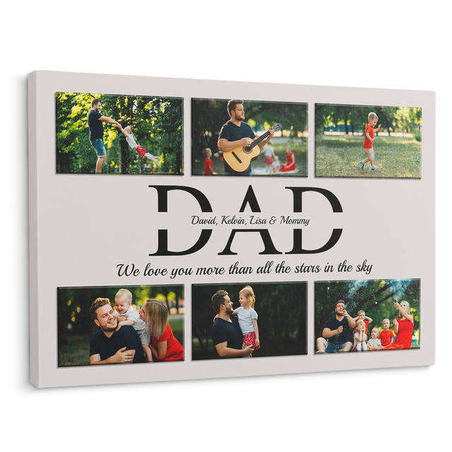 Dad Custom Text and Photo - Customizable Light Grey Background Canvas