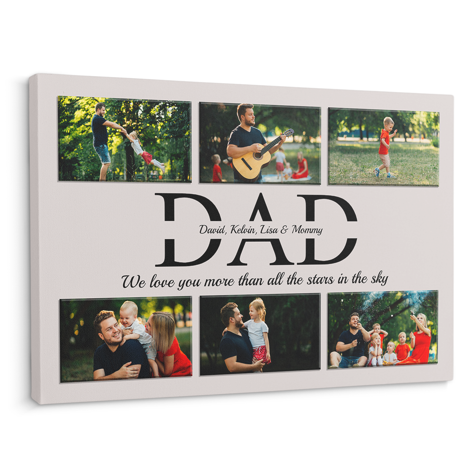 Dad Custom Text and Photo - Customizable Light Grey Background Canvas