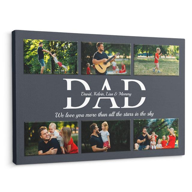 Dad Custom Text and Photo - Customizable Navy Vintage Background Canvas