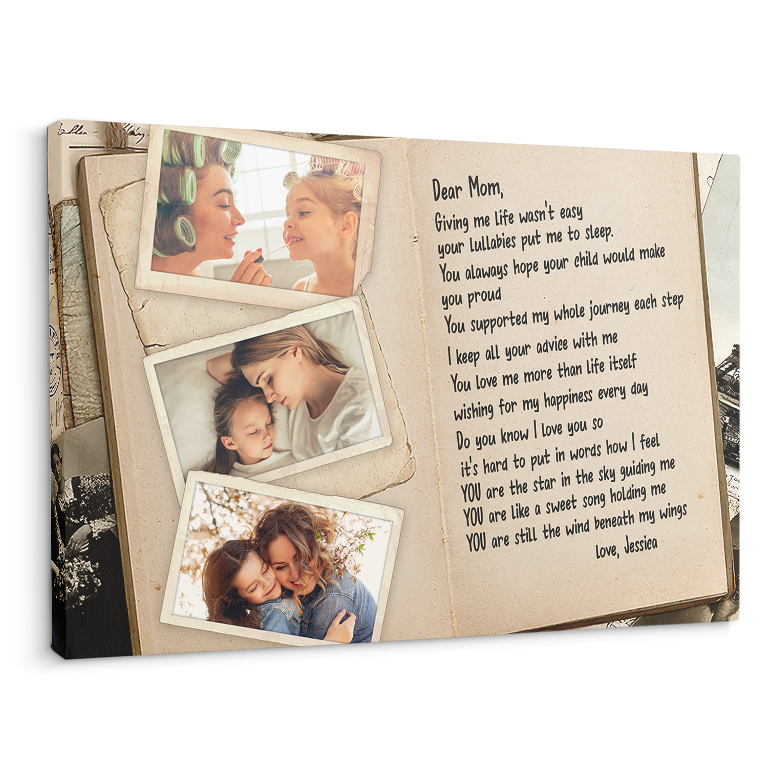 Custom Photo And Text, Gift For Mom Canvas Wall Art