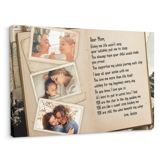 Custom Photo And Text, Gift For Mom Canvas Wall Art