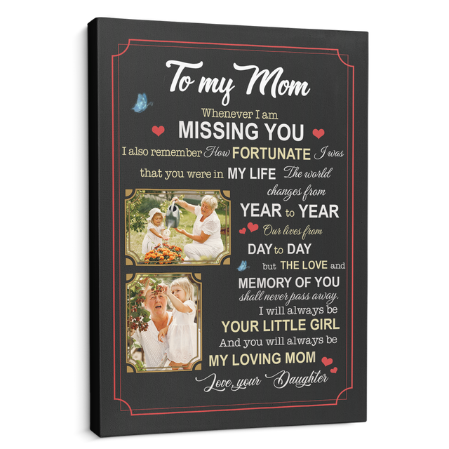 To My Mom, Your Little Girl, Custom Photo Canvas Art Print