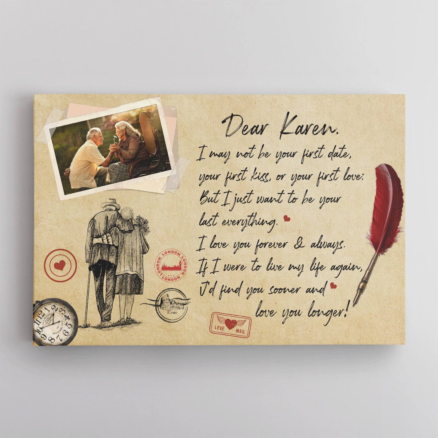 Custom Photo And Text, Gift For Grandparent Canvas Wall Art