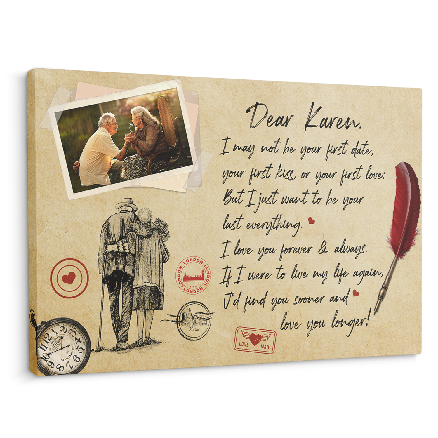 Custom Photo And Text, Gift For Grandparent Canvas Wall Art