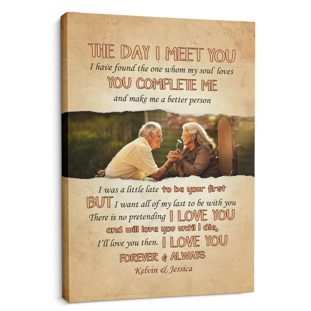 The Day I Meet You,Custom Photo And Text, Canvas Art Print