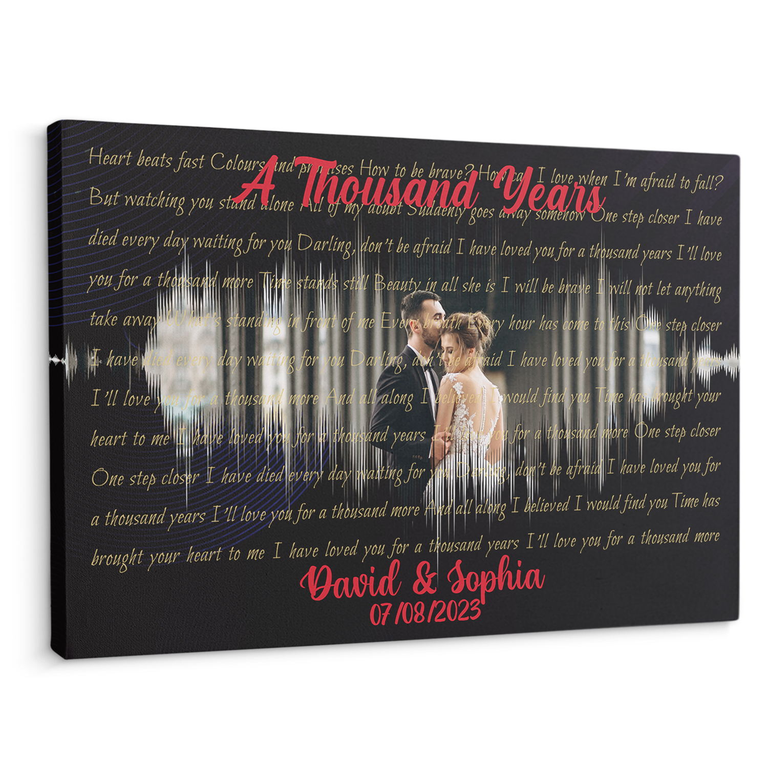 Custom Song Lyrics, Customizable Text And Upload Photo, Canvas Wall Art
