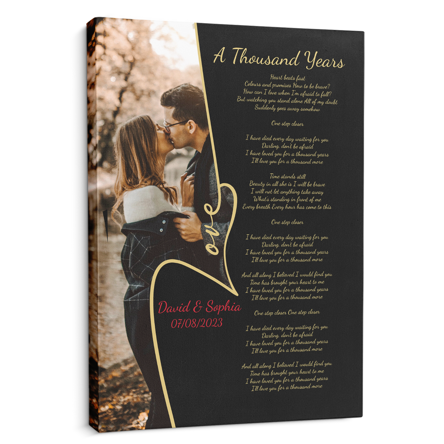 Custom Song Lyrics, Upload Photo, Customizable Text, Canvas Wall Art