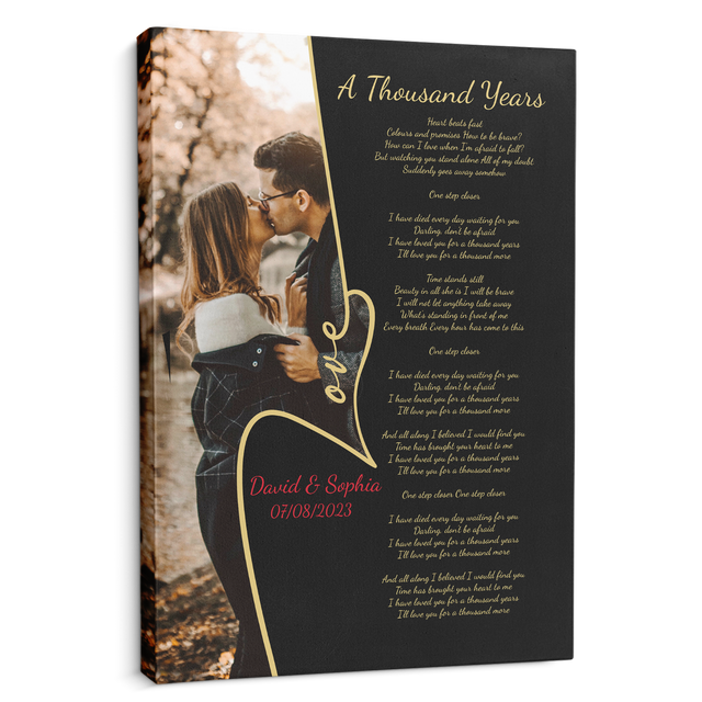 Custom Song Lyrics, Upload Photo, Customizable Text, Canvas Wall Art