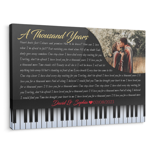Custom Song Lyrics, Customizable Text And Upload Photo, Piano Art, Canvas Wall Art
