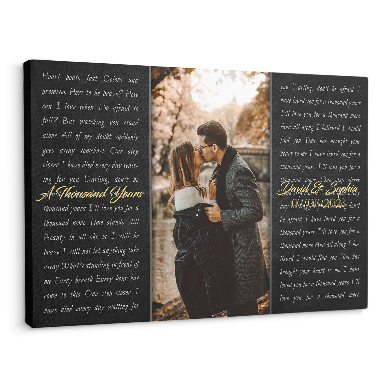 Custom Song Lyrics, Customizable Name And Upload Photo, Canvas Wall Art