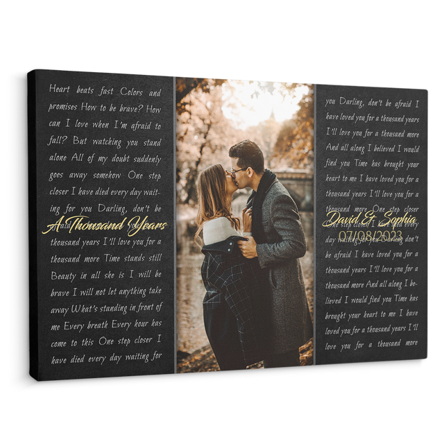 Custom Song Lyrics, Customizable Name And Upload Photo, Canvas Wall Art