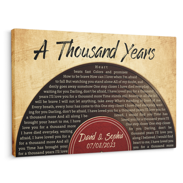 Custom Song Lyrics, Half Vinyl Record, Custom Name And Text, Canvas Wall Art
