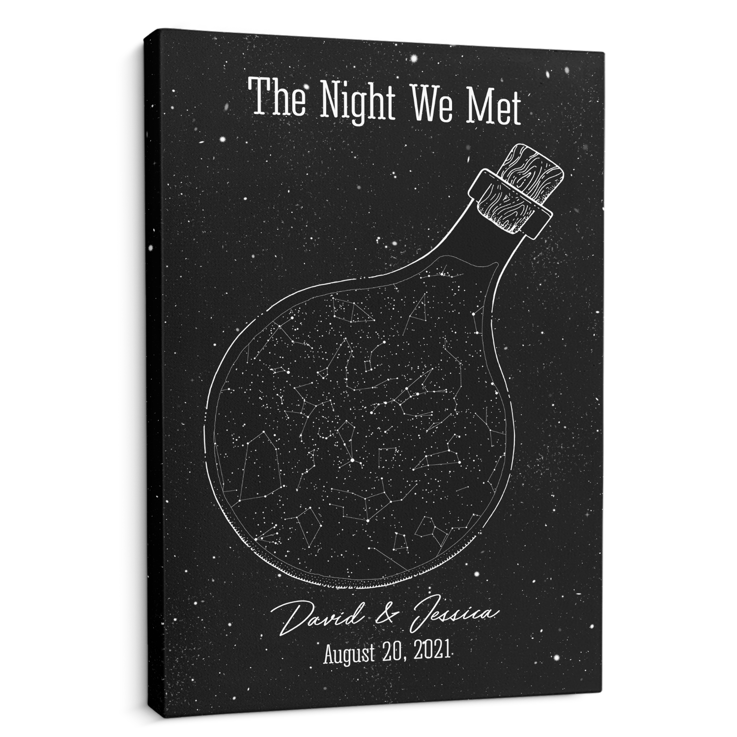Custom Star Map, Customizable Night Sky And Text, Canvas Wall Art, Gift For Anniversary
