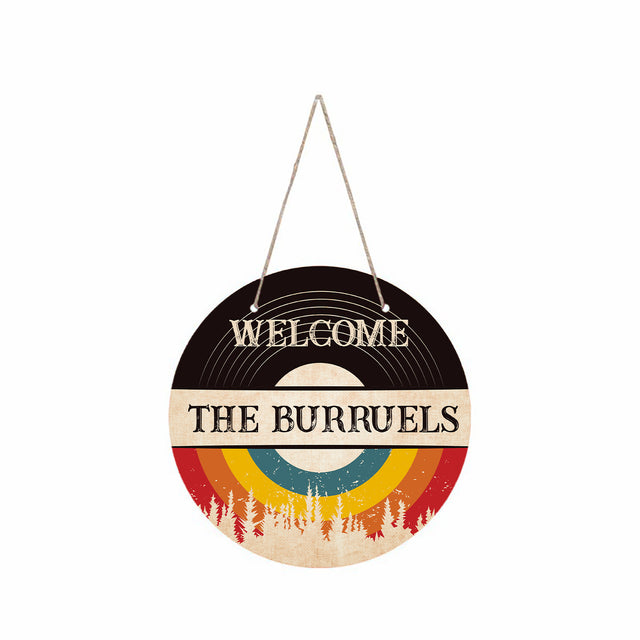 Customizabled Door Sign, Custom Family Name, Sunset Art
